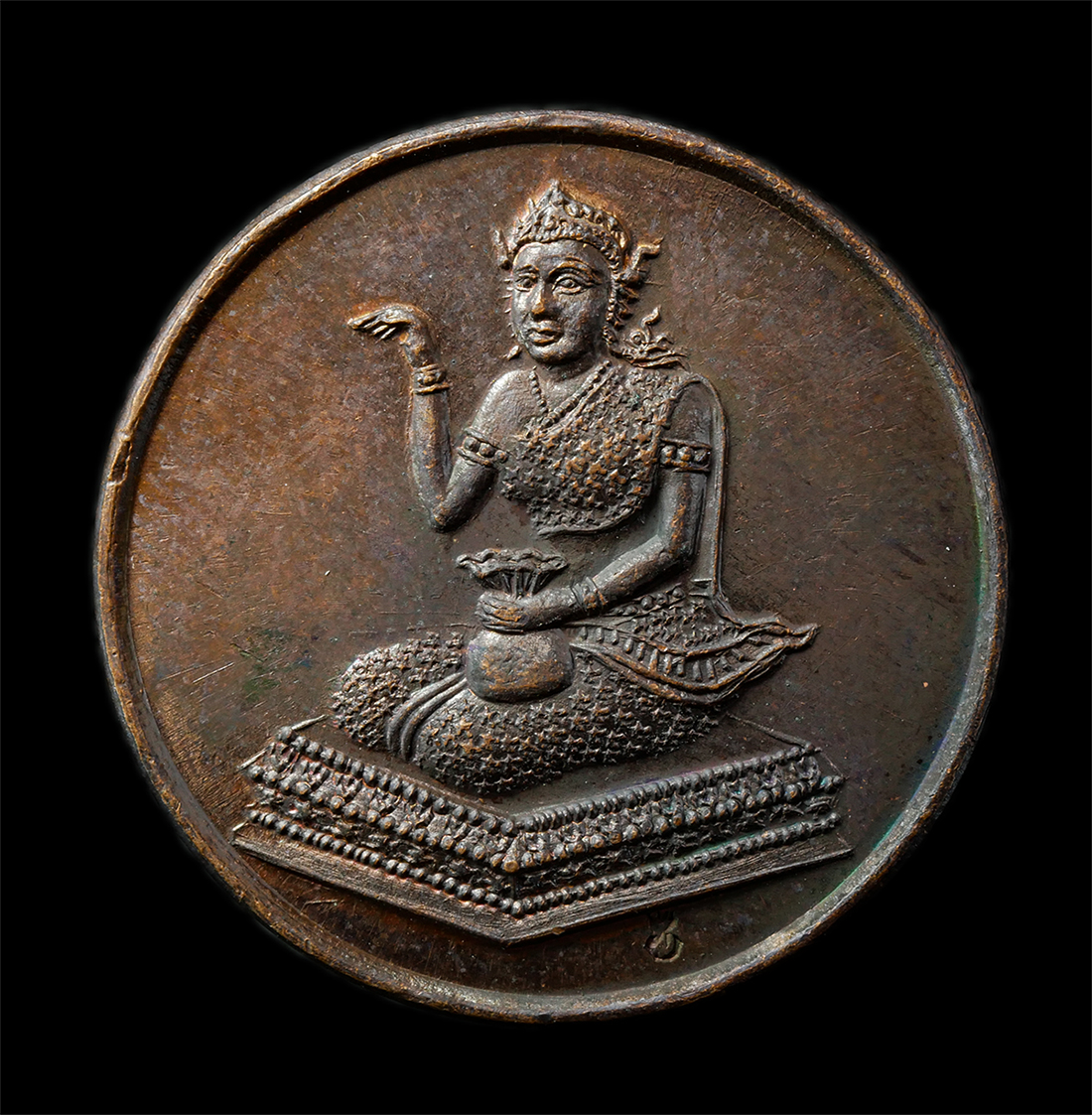 7Jan2026 (242)p.jpg - แม่นางกวักโภคทรัพย์ เสาร์ 5 หลวงปู่ม่น ธมฺมจิณฺโณ(พระครูสุจิณธรรมวิมล) วัดเนินตามาก อ.พนัสนิคม จ.ชลบุรี ปี2535 มั่ง มี ศรี สุข เหรียญเนื้อทองแดง ตอกโค [..] | https://kamulet.in.th